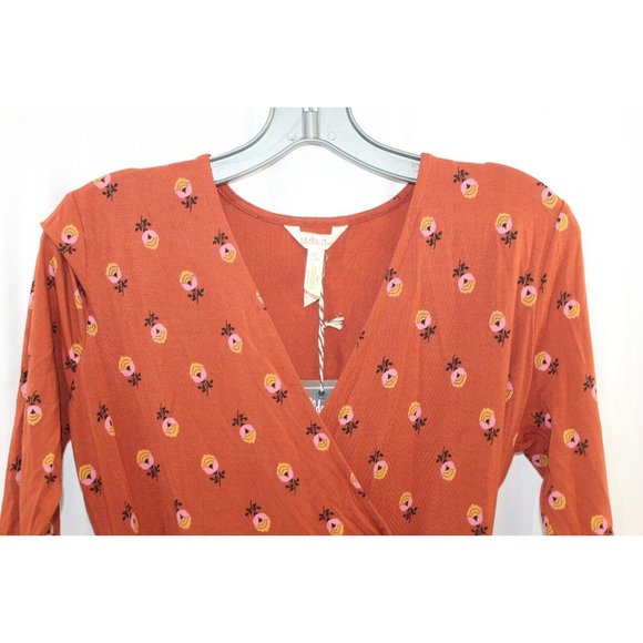 Matilda Jane Womens Brown Floral Isn't It Lovely Faux Wrap Dress S NWT - Picture 2 of 6